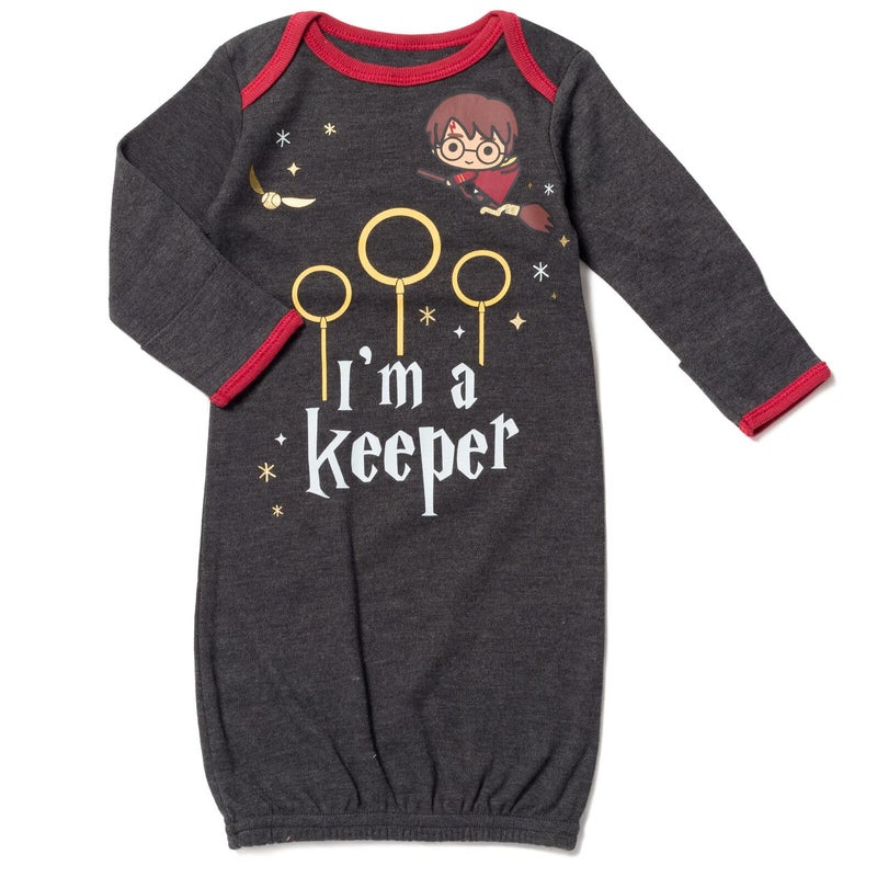 Harry Potter Hedwig Owl Newborn Baby Boys 3 Pack Sleeper Gowns Multicolor/Gray Newborn - Image 4